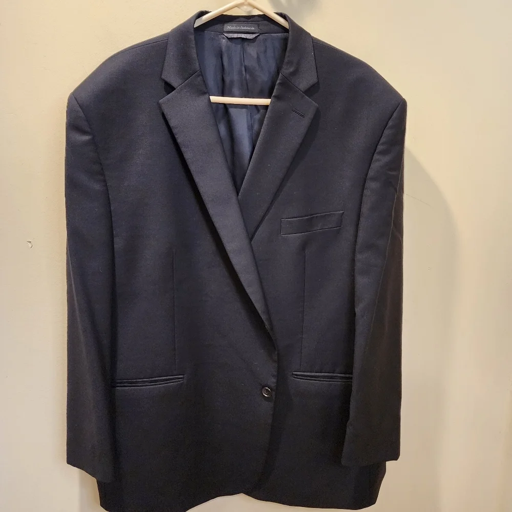 LAUREN Ralph Lauren Men's Classic Black Blazer 100% Wool Natural 50R